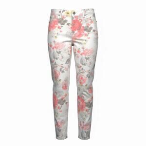 Talbots Flawless Five Pocket Floral Pant Size 4 Slim Ankle Spring Stretch Cotton